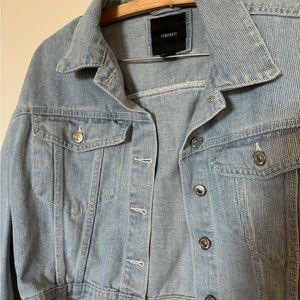 forever 21 striped light jean jacket